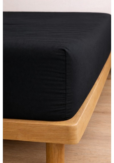 Bessy Penye Fitted Lastikli Çarşaf %100 Pamuk Kumaş Tek Çift Kişilik Battal King Size Siyah