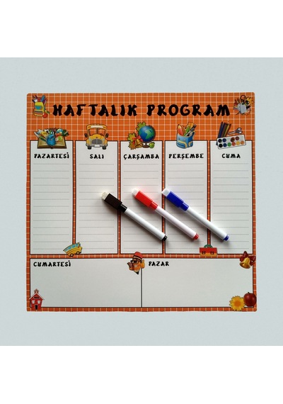 Haftalık Planlayıcı Okul Magnet - Silinebilir Yazı Tahtası