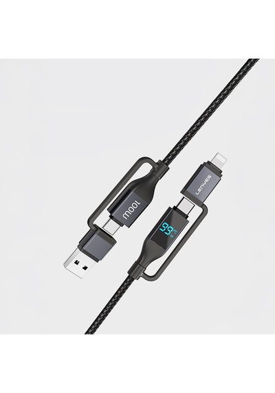 Lenyes Lc542 Dijital Göstergeli 4in1 Usb-a - Type-c + Type-c To Lightning 100w 1m Siyah