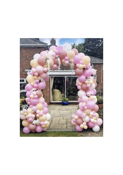 Pastel Pembe Somon Ve Beyaz Balon Zinciri 100 Adet Mix