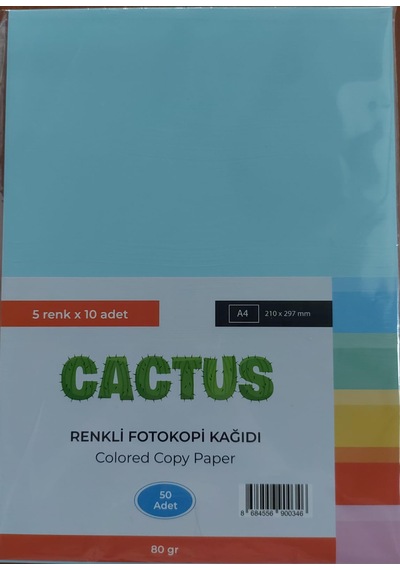 Cactus Fotokopi Kağıdı Renkli A4 80 Gr. 50'li 5 Renk