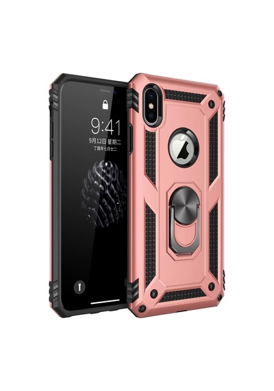 Newface - 811 - iPhone Uyumlu X Kılıf Sofya Yüzüklü Silikon Kapak - Csmo-tex - - Rose