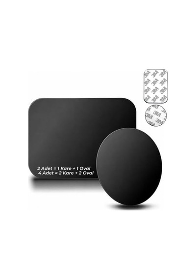 Tr Araç Tutucu Manyetik Telefon Tutucu Seti 1 Kare Ve 1 Oval Metalplaka 2 Adet Genel