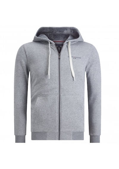 Tommy Hilfiger Fermuarlı Kapşonlu Sweatshirt Gri