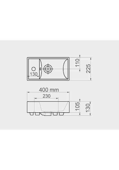 Lapino Minos 40 Cm Mobilya Uyumlu Lavabo Soldan Batarya Delikli Beyaz