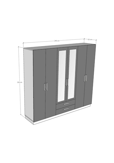 Asra Trend 6 Kapaklı Gardırop G-05 %100 MDF 2 Çekmeceli Aynalı Elbise Dolabı Safir Meşe Asra Trend 6 Kapaklı Gardırop G-05 %100 MDF 2 Çekmeceli Aynalı Elbise Dolabı Safir Meşe