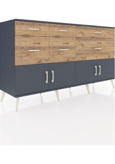 Kronos Konsol Tek Raflı 6 Çekmeceli 4 Kapaklı 176x59x99 Antrasit- Antrasit-antrasit/çam Kronos Konsol Tek Raflı 6 Çekmeceli 4 Kapaklı 176x59x99 Antrasit- Antrasit-antrasit/çam