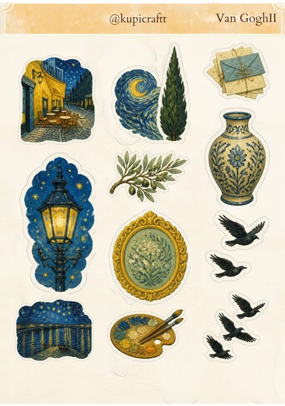 2 Sayfa Van Gogh Sticker Seti-sanat Temalı Sticker - 930034825 Diğer
