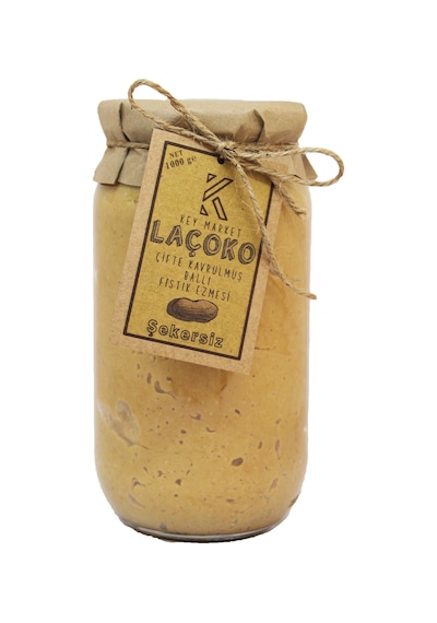 Laçoko Şekersiz Katkısız Glutensiz Doğal Çifte Kavrulmuş Ballı Fıstık Ezmesi 1 KG