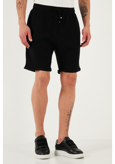 Buratti % 100 Pamuk Regular Fit Normal Bel Müslin Erkek Short Cf25S657802 Siyah