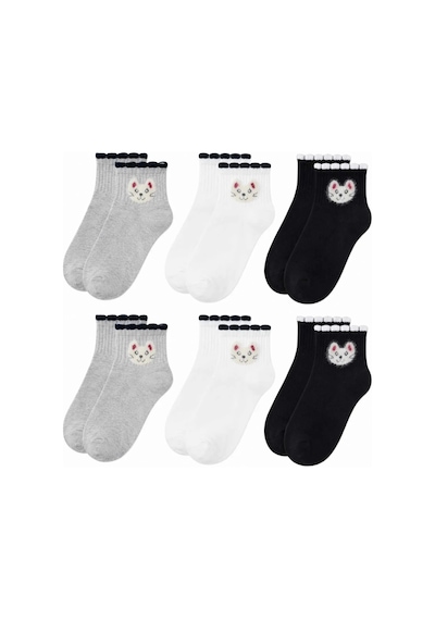 Elitse Kadın Kedi Desenli Kısa Konç Çorap 6 Lı Paket, %80 Pamuklu Dikişsiz Burun, Nefes Alan Yumuşak Bilek Çorabı, Gri Siyah Beyaz Çok Renkli 6'lı Elitse Kadın Kedi Desenli Kısa Konç Çorap 6 Lı Paket, %80 Pamuklu Dikişsiz Burun, Nefes Alan Yumuşak Bilek Çorabı, Gri Siyah Beyaz Çok Renkli 6'lı