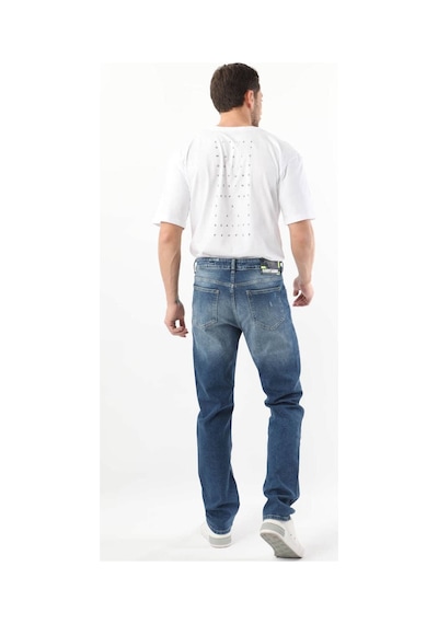 Erkek Yırtık Detaylı Jean Pantolon Mavi 001