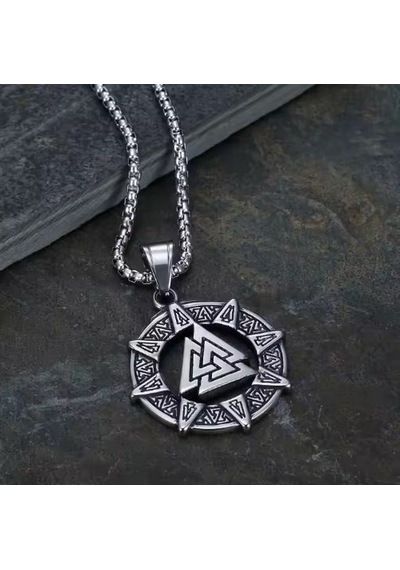Güç Simgesi Valknut Viking Paslanmaz Çelik 316 L Kalite Kolye Çok Renkli
