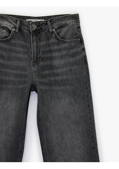 Koton Normal Bel Düz Paça Jean Pantolon - Straight Fit Jean Antrasit 7wal40027md