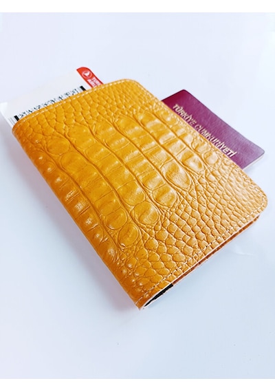 Vip Gift Hakiki Deri Pasaport Kılıfı Pasaportluk Sarı
