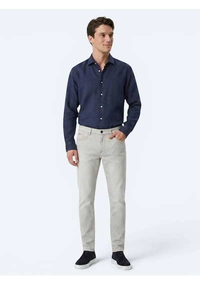 Kip İndigo Regular Fit Uzun Dokuma Casual Pamuk Karışımlı Gömlek