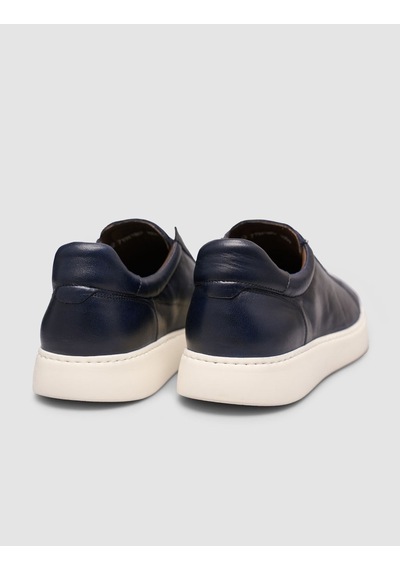 Cabani Lacivert Hakiki Deri Slip-on Sneaker Ayakkabı Lacivert