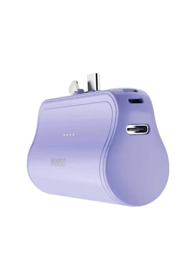 Miniso Lisanslı Çift Kablolu 4500mah Powerbank X-45dx Mor Kompakt Şarj Desteği Lila