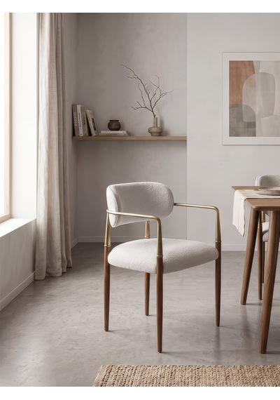 Elegance Kolçaklı Metal Mutfak Sandalyesi Ceviz