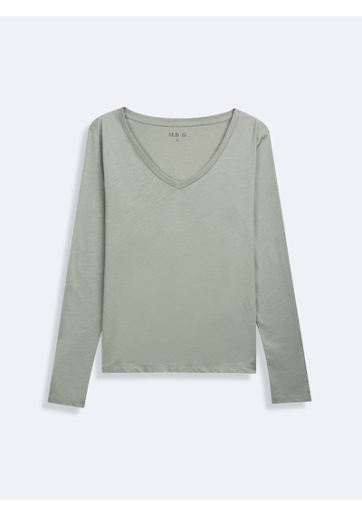 Ltb Uzun Kollu V Yaka Basic Yeşil Sweatshırt Yeşil L