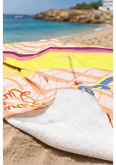 Meyve Temalı Muz Figürlü Plaj Havlusu - Tropikal Retro Pembe Sarı Hızlı Kuruyan Mikrofiber Havlu Yağmur Kumul