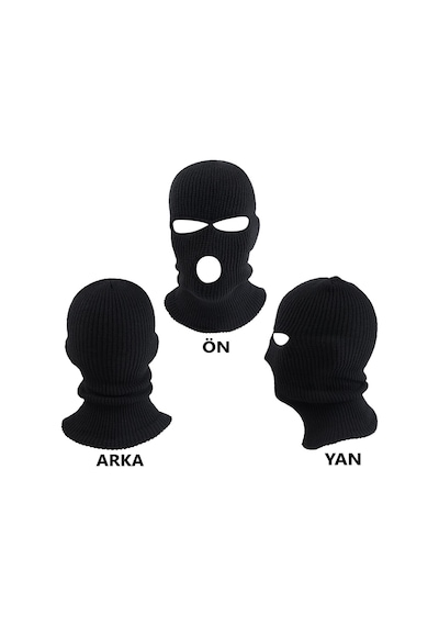 Axe Sportswear Unisex Siyah Kışlık 3 Gözlü Bere Olabilen Kar Maskesi Balaclava