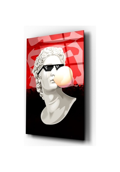 Michelangelo David Cam Tablo Gözlüklü Pop Art Duvar Dekoru Ev, Ofis Ve Genç Odası İçin Dekoratif Modern Tablo