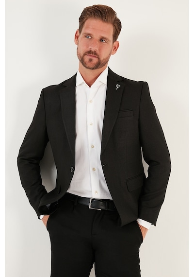 Buratti Slim Fit Tek Yırtmaçlı Düğmeli Blazer Erkek Ceket 2163763 Siyah Buratti Slim Fit Tek Yırtmaçlı Düğmeli Blazer Erkek Ceket 2163763 Siyah