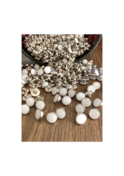 11,5 Mm Beyaz Ayaklı Metalize Nikel Düğme 20 Adet - 334535034
