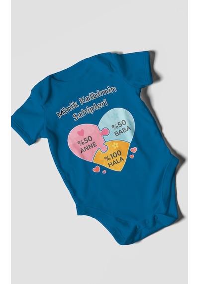 Morivokids Aileye Özel Kısa Kollu Bebek Body %100 Pamuk Koyu Mavi