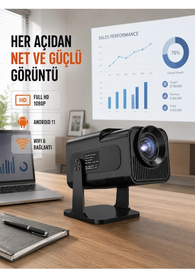 Taşınabilir Full Hd Projektör - 1 Gb Ram, 8 Gb Hafıza Yeni Nesil