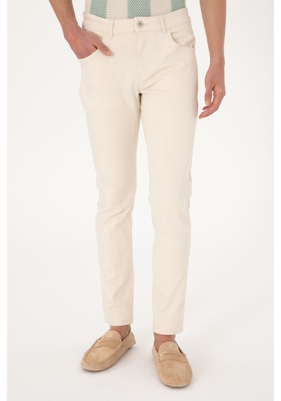 U.S. Polo Assn. Erkek Ekru Slim Fit Jean Pantolon 50304387-VR019