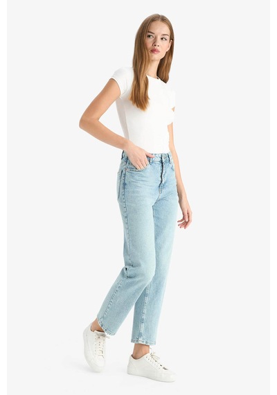 Defacto Comfort Straight Normal Bel Bilek Boy Jean Yıkamalı Pantolon G2215ax25wnnm28 Mavi