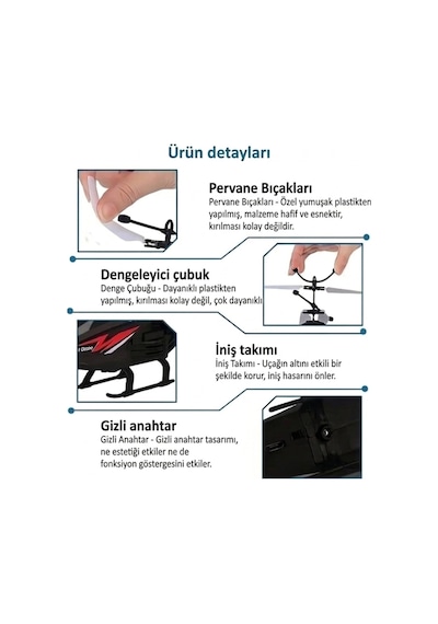 1. Kalite El Sensörlü Uzaktan Kumandalı Helikopter Şarj Edilebilir 20 Cm.
