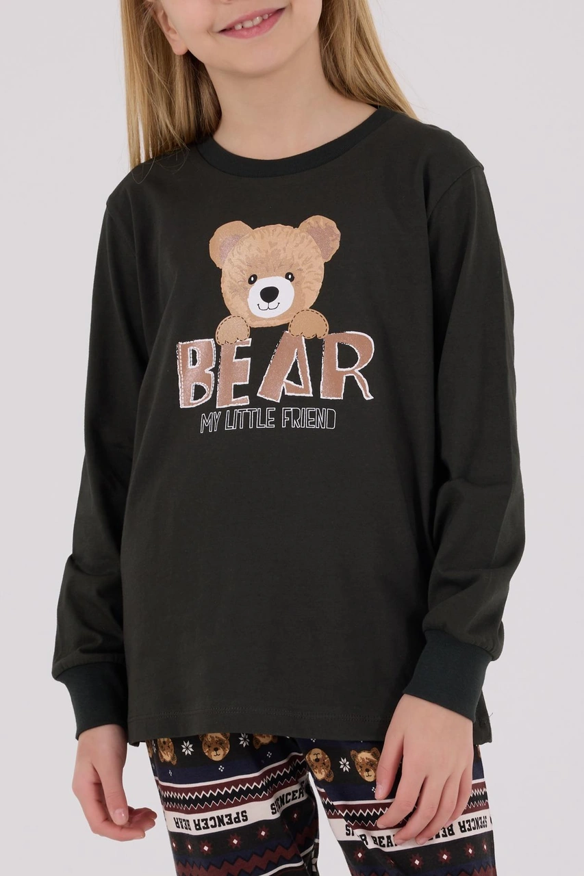 Arnetta Kız Çocuk Aile Bear My Little Friend %100 Pamuklu 4 Mevsim Uzun Kollu Pijama Takım Füme Arnetta Kız Çocuk Aile Bear My Little Friend %100 Pamuklu 4 Mevsim Uzun Kollu Pijama Takım Füme