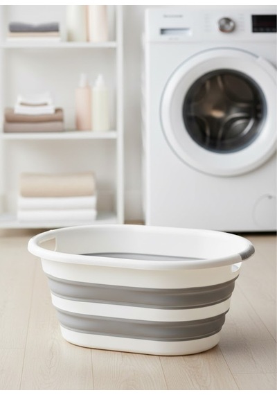 3 Lü Harika Banyo Seti 90 Lt Çamaşır Sepeti + 5 Li Banyo Seti + Katlanır Üçlü Set Gri Beyaz Gri - 885850700 Gri