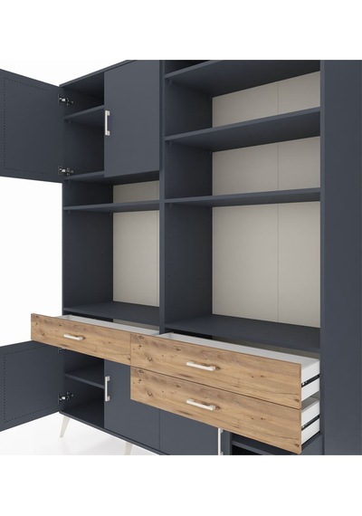Hyperion Gardrop 10 Raflı 3 Çekmeceli 8 Kapaklı 176x44x221 Antrasit-antrasit/çam Antrasit/çam Hyperion Gardrop 10 Raflı 3 Çekmeceli 8 Kapaklı 176x44x221 Antrasit-antrasit/çam Antrasit/çam