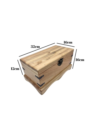 Doğal Ahşap Takı Kutusu Ahşap Saklama Kutusu Ceviz Agacı Aynalı Boy:32cm En:16cm Yük:16cm