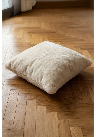 Elart Rabbit Kırlent Kılıfı Peluş Dekoratif 43x43 Cm Bej Bej