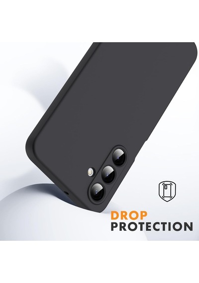 Samsung Galaxy A37 Uyumlu Içi Kadife Lansman Kılıf Ve Şeffaf Temperli Cam Ekran Koruyucu Siyah