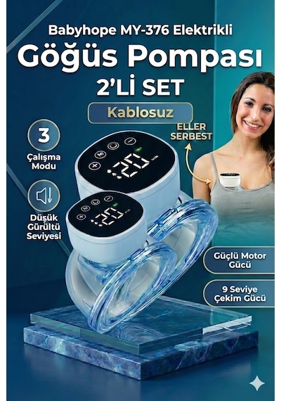 Babyhope MY-376 Göğüs Pompası Şarjlı Giyilebilir Elektrikli Sessiz ve Elleri Serbest Kullanım 2 Adet