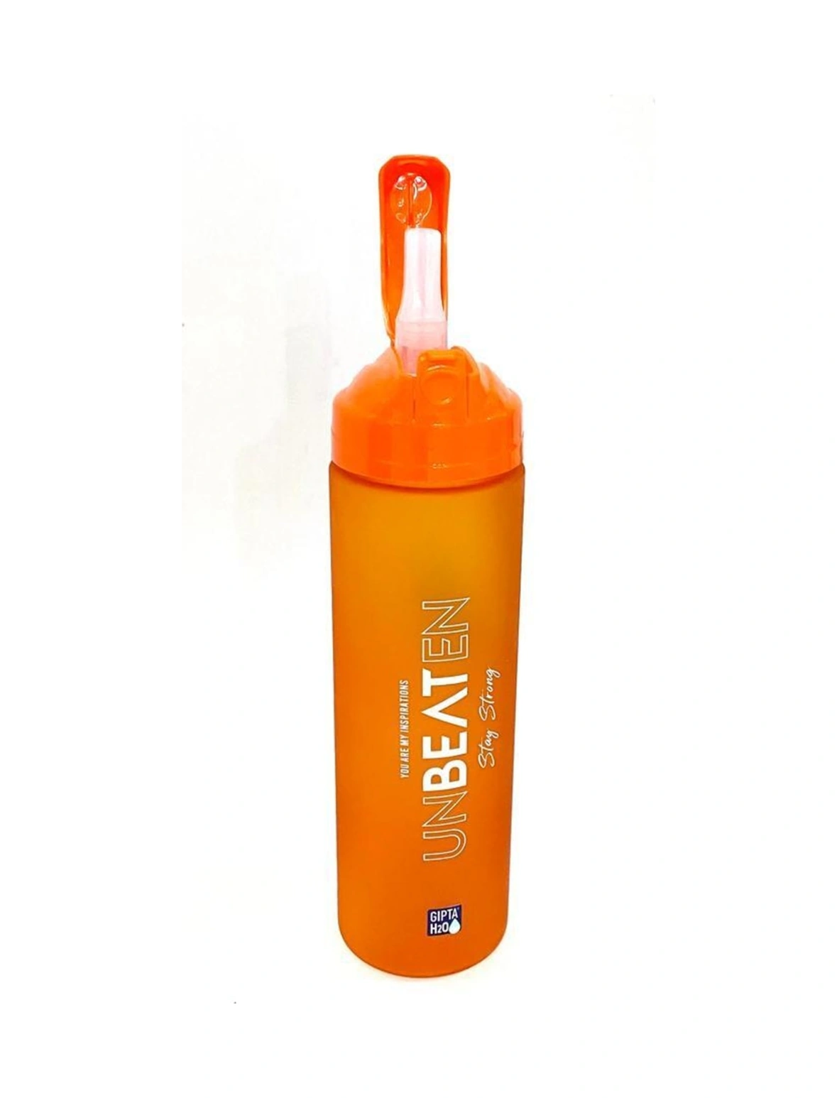 Turuncu Unbeaten Tritan Boyalı Desenli Pipetli Matara 600ml Turuncu