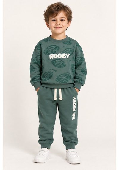Ahengim Erkek Çocuk Rugby Topu Baskılı Pamuklu Sweatshirt Ve Pantolon Eşofman Takımı Ak119 Koyu Yeşil Ahengim Erkek Çocuk Rugby Topu Baskılı Pamuklu Sweatshirt Ve Pantolon Eşofman Takımı Ak119 Koyu Yeşil