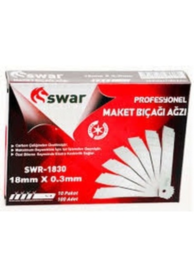 Swar Swr-1830 Metal 18Mmx0.3MM Maket Bıçağı Yedeği 10'Lu