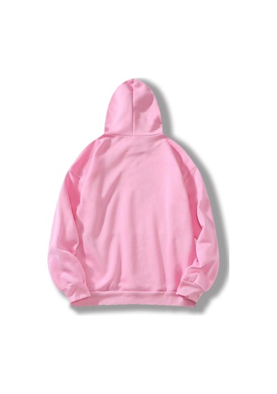 Startmore Pembe Unisex Kadın/erkek Düz Renkli Pamuklu Oversize Kapüşonlu