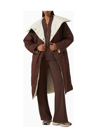 Varley Annalise Reversible Wrap Coat, Lüks Çift Taraflı Kahverengi Kaban Kahverengi-bej