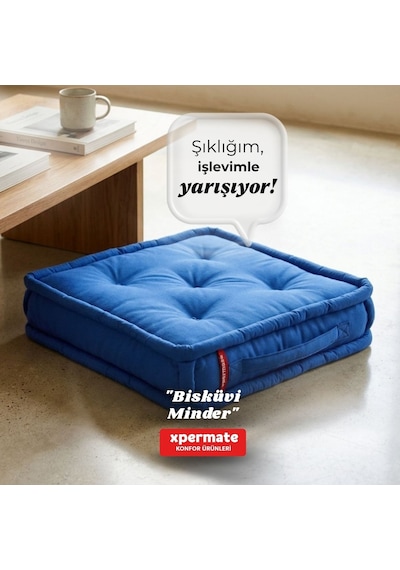 Xpermate Bisküvi Minder Petek Önü Fransız 55x55x14 Mavi