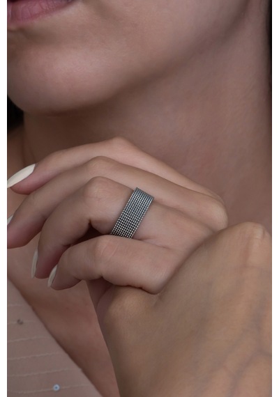 Unisex 8mm Esnek Örgü Hasır Çelik Yüzük Sb1sb2 001
