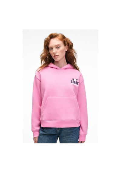 Grımelange YUMEA Kadın Oversize Kapüşonlu Baskılı Pembe Sweatshirt