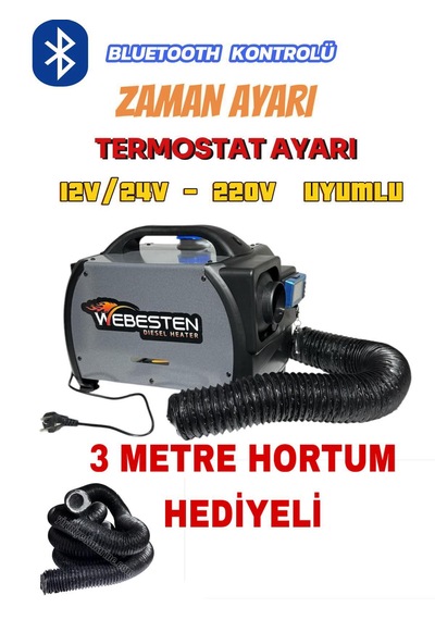 Webesten 12/24/220 Dizel Isıtıcı 3 Metre Hortum